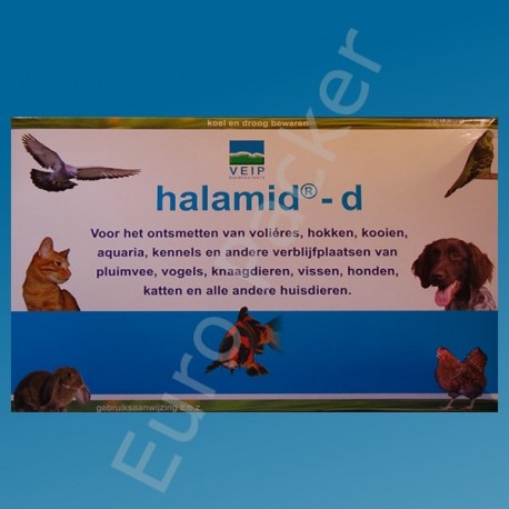 Halamid-d 50 gr ontsmetting van volières, hokken, kooien, aquaria, kennels etc